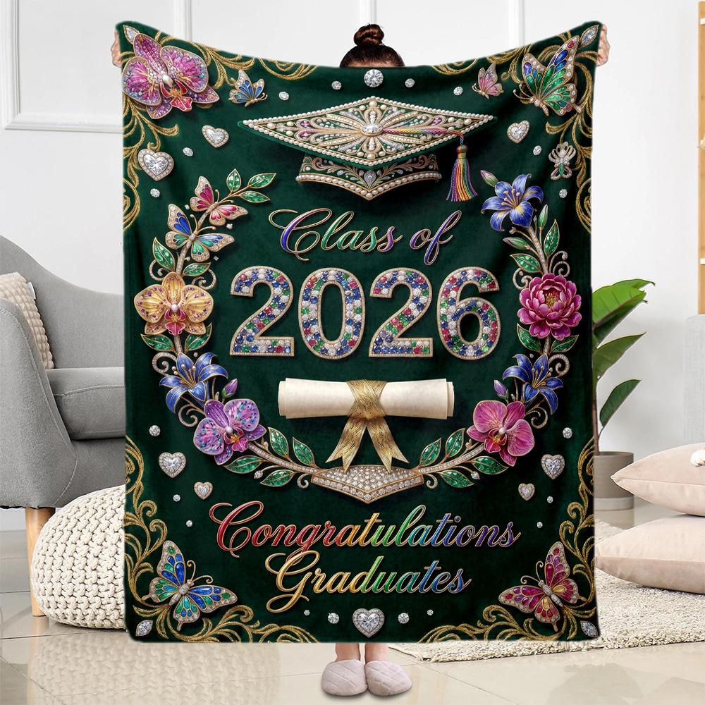 Graduation Motivation Blanket Comfortable Great for Office Seaside Couch Four Seasons Universal Stylish Decor