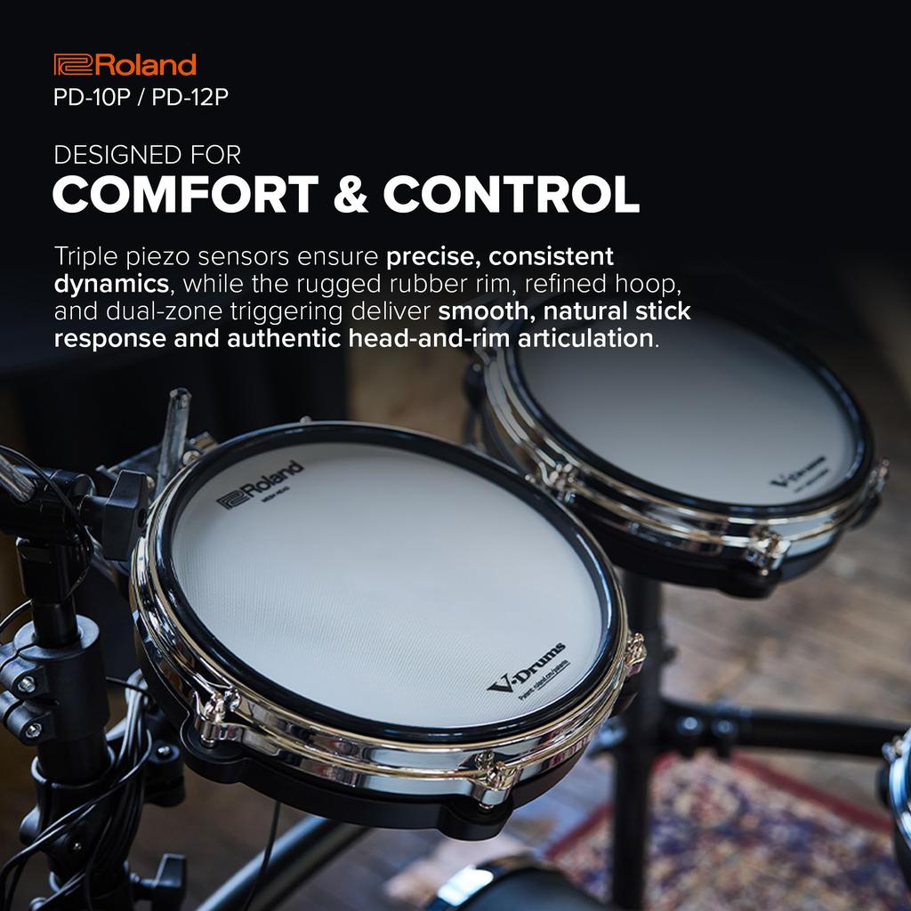 Roland Cm Premium Feel and Enhanced Playability Triple Piezo Sensor Hard Rubber Rim Improved Hoop Design Compatible with a Wide Range of Roland PD-12P