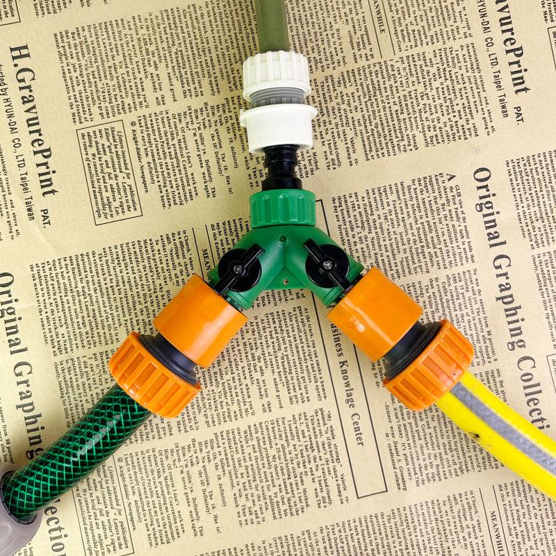 Y-Shaped 3-Way Water Pipe Splitter with One-to-Two Switch, Fits 3/4-Inch and 1-Inch Quick Connectors