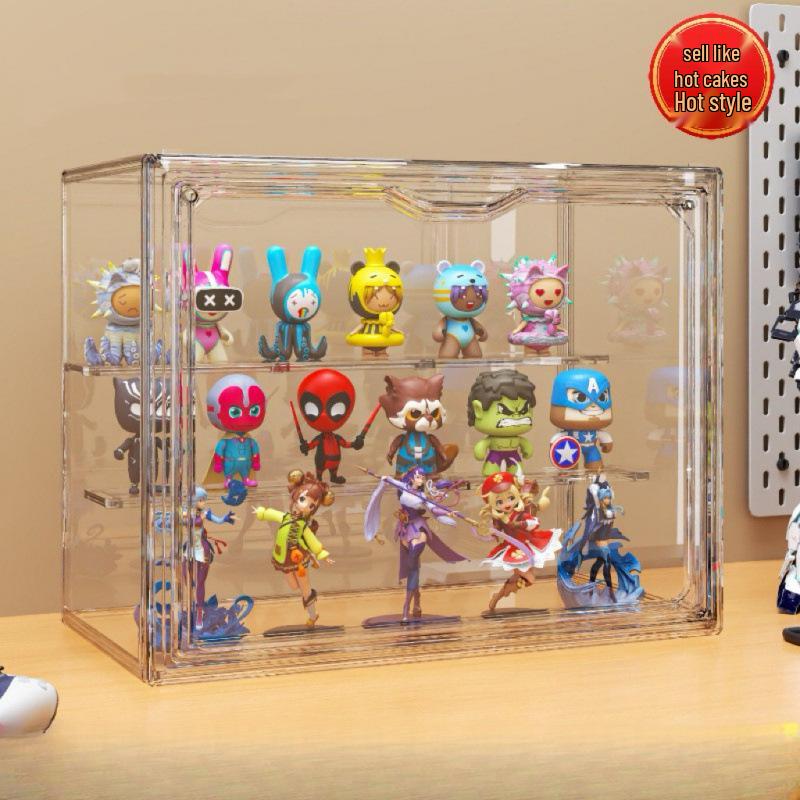 Pop Mart Transparent Acrylic Display Stand: Dustproof Magnetic Storage Box for Figures