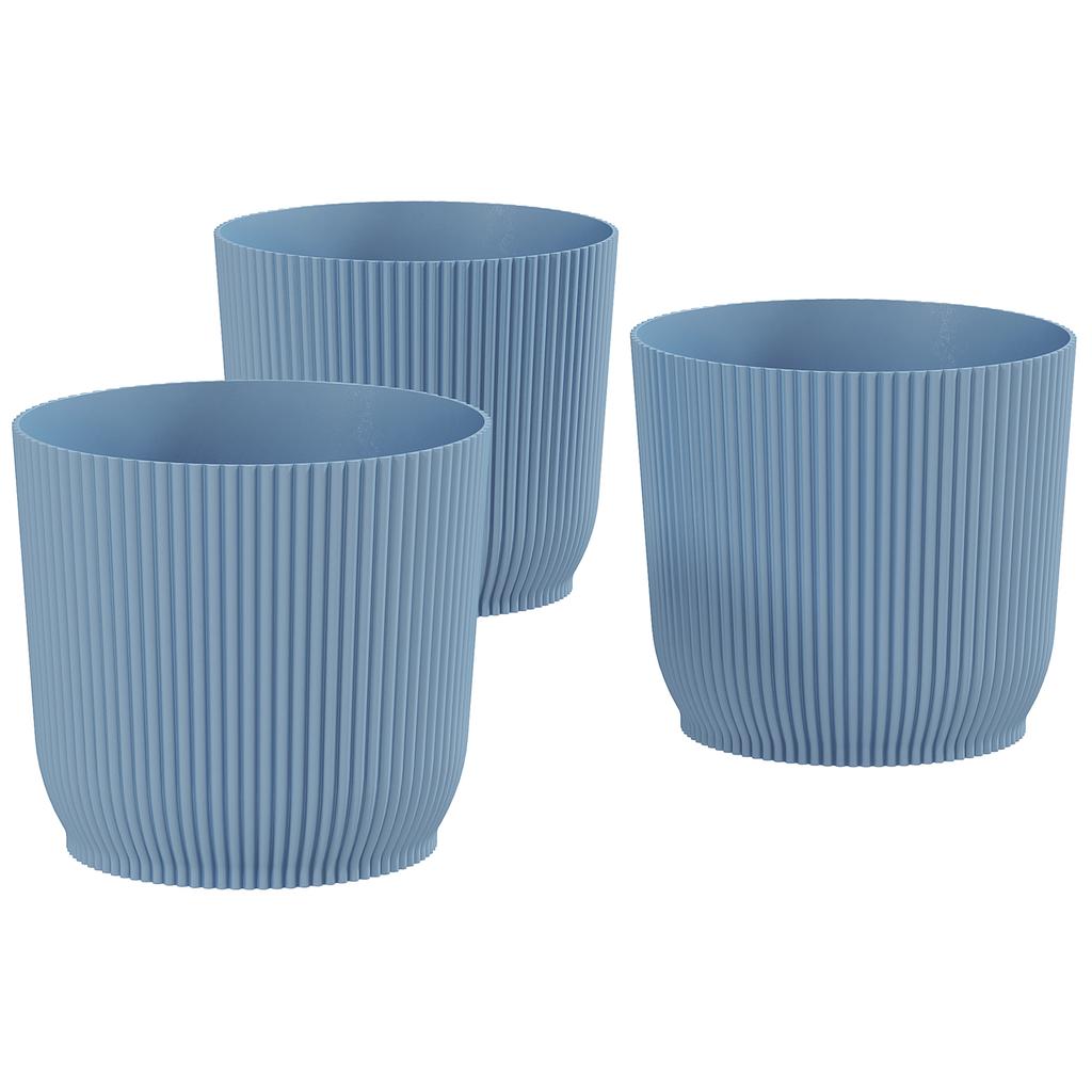 Set of Three Diameter 22cm Planters - Blue