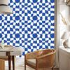Wallpaper Casual Checkerboard Blue for Living Room and Bedroom 50x1000