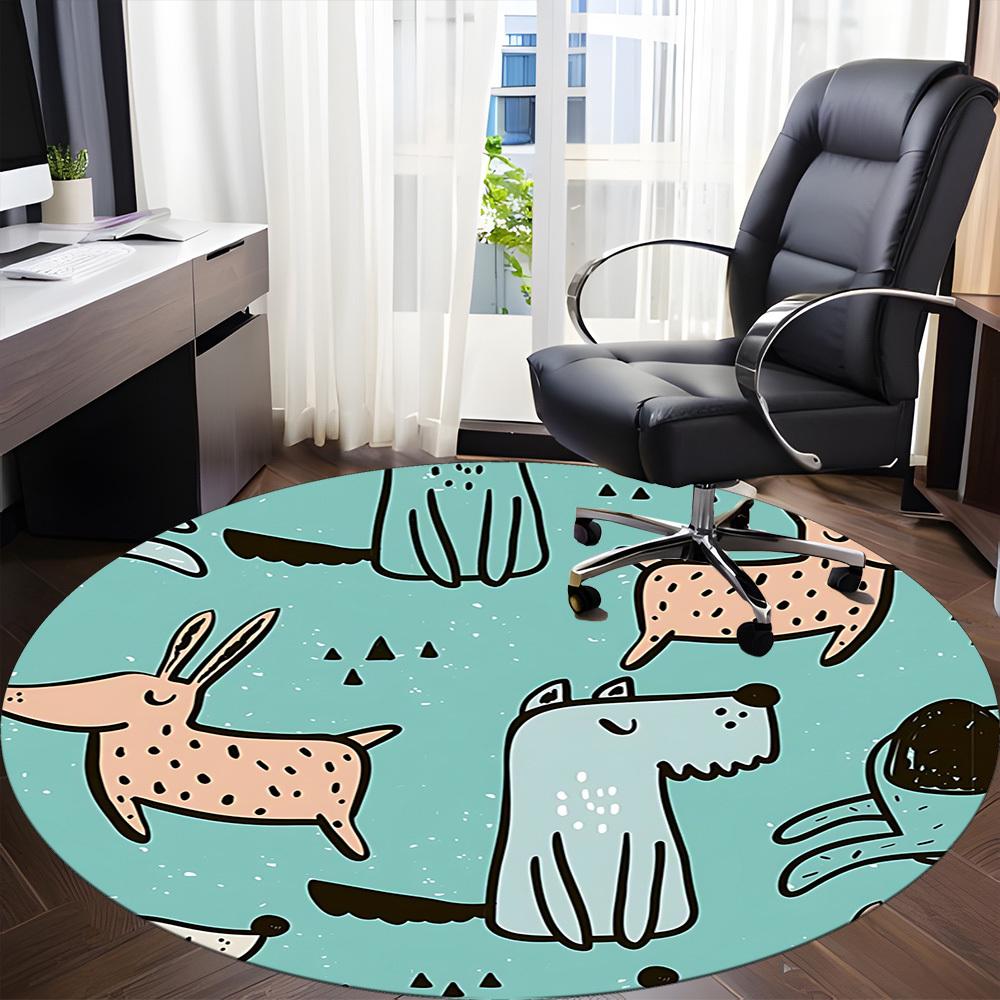 1pc Dogs, Forest Chair Carpet for Office, Non slip, Soft and Durable Office Rug for Interior Decoration
