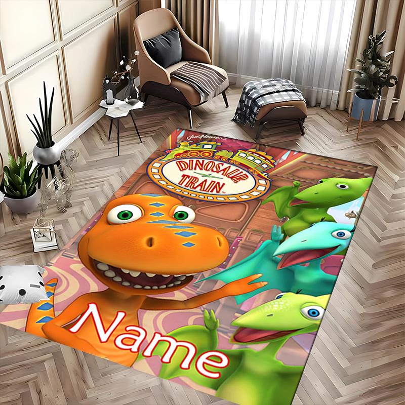 Custom Personalization Dinosaur Train Area Rug - Perfect For Kitchen, Bathroom,Laundry Room Decor Large Size Available,Gift All Seasons