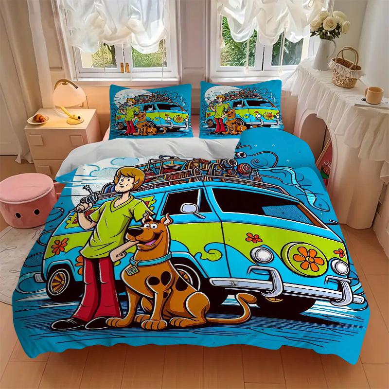 

3pcs Scooby Doo Mystery Machine Adventure Quilt Set Soft and Comfortable Bedroom, Guest Room and Dorm Decor Bedding Set F074 240x220cm
