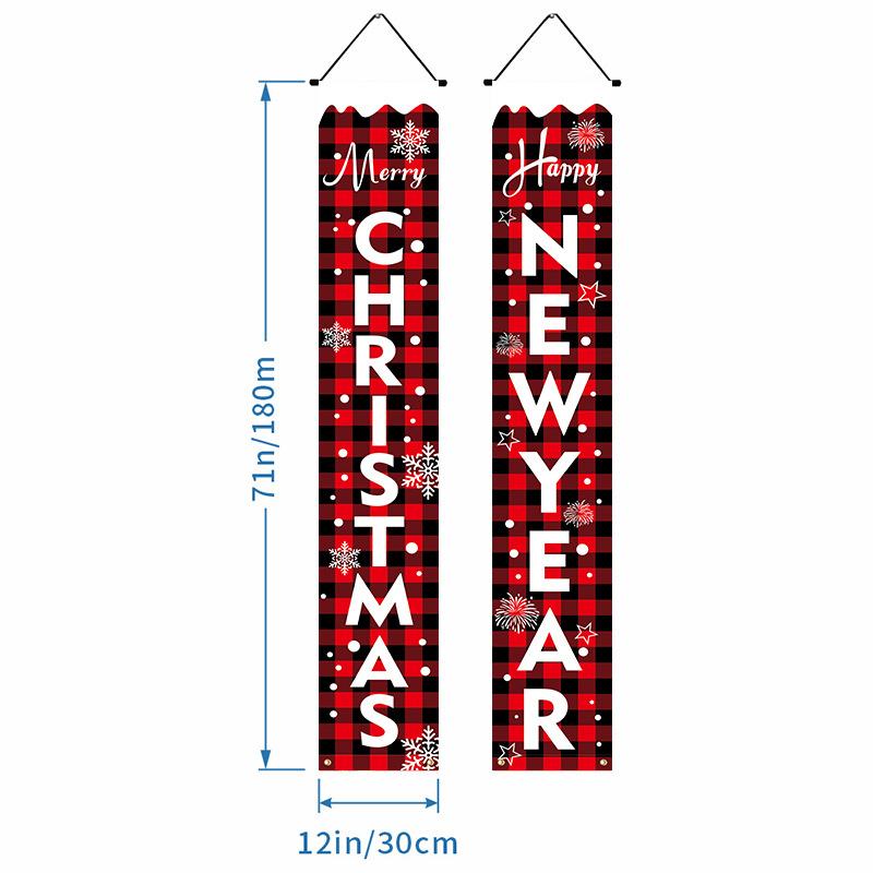 2025 New Year Ivenf Christmas Decoration Banner Hanging Outdoor Courtyard Front Porch Door Sign Set Christmas Home Decorations