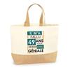 Tote Bag - PLANETEE - 49 Years Awesome - Natural Jute - Made In France - Gift Idea