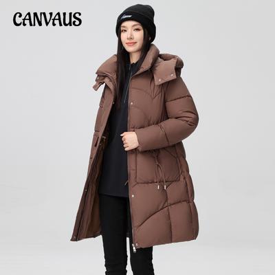 Übergröße Baumwolljacke Damen Mittellange Winter-Taille Verdickte Kapuze Einfarbig Flutjacke
