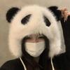 WTEMPO Winter Cute Cartoon Panda Shaped Faux Fur Warm Hats Windproof Cold-proof Thick Plush Ear Protection Soft Hats