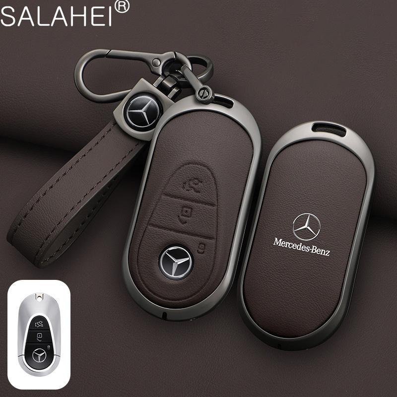 CRX1 Leather Car Key Case Cover Keychain For Mercedes Benz W205 W213 X253 W222 W206 W223 X254 EQE EQS A C E S GLC EQ Series 2015-2026