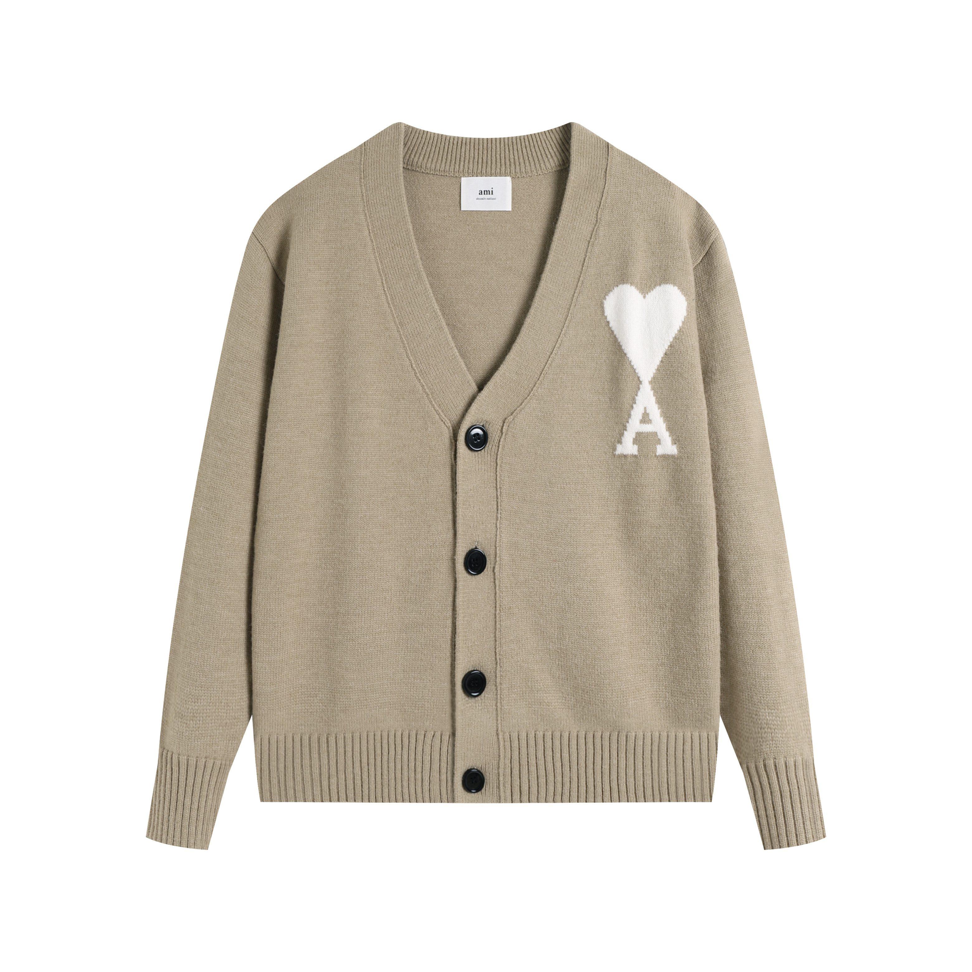 High Street Clothing AMI 2025 Klassiek Gebreid Wollen Vest met Geborduurd Wit Hart voor Koppels M