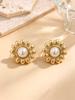 European Retro Pearl Irregular Geometric Stainless Steel Ear Studs