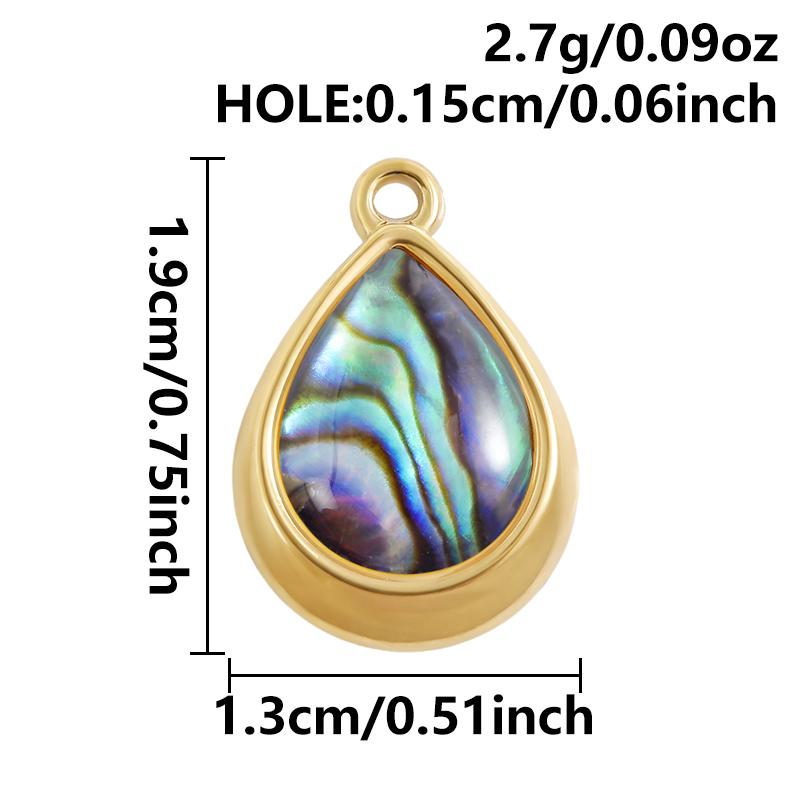 2pcs Different Shape Transparent Drip Oil Abalone Shell Charm Stainless Steel Charms For Jewelry Making Pendant DIY Accessories