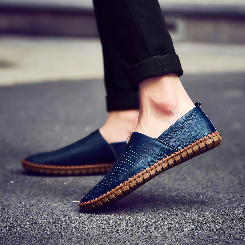 Sommer-Herren-Mokassins, Slipper, zum Fahren, leicht, Gommino, flach, zum Gehen, orthopädische, handgefertigte Schuhe für Herren