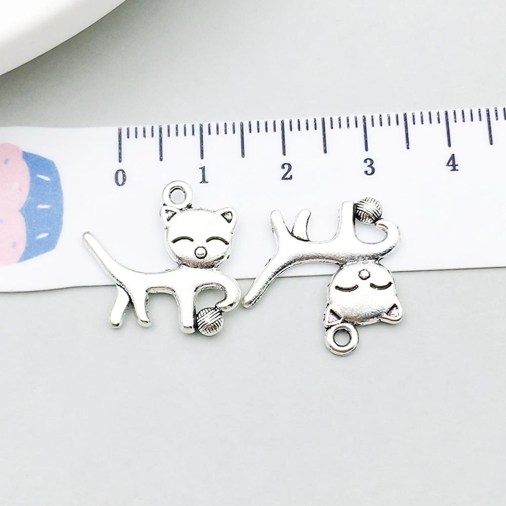 Set di 100 Ciondoli Gatto Farfalla Luna Argento Antico per Braccialetti e Collane Fai da Te