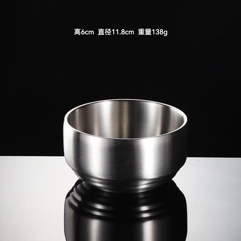 304 stainless steel classic bowl household children's anti-drop bowl all-steel iron bowl Korean over-specification double-layer heat insulation