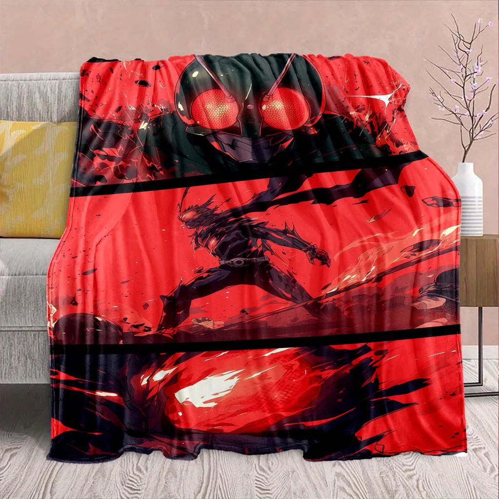 Kamen Rider Anime Flannel Blanket – Soft, Warm, Perfect for Sofas, Bedding, Camping, Travel, Office, and Home Decor – QJY