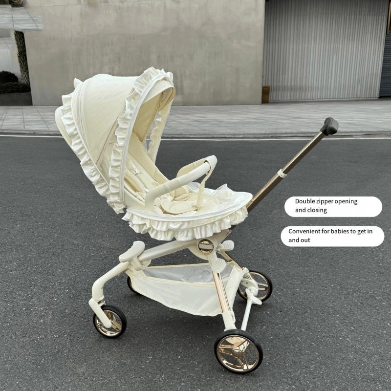 Full Coverage Fly Net for Strollers Lace Trim Design Easy Installation Polyester Fabric Baby Pram Cart Sleeve