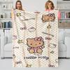 Vintage Retro Puppy Dog Love Heart Flannel Blanket Soft Plush Throw Blanket for Valentine's Day Home Decor