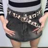 Leopard Print Pu Leather Belt With Vintage Carving And Metal Buckle For Streetwear Style