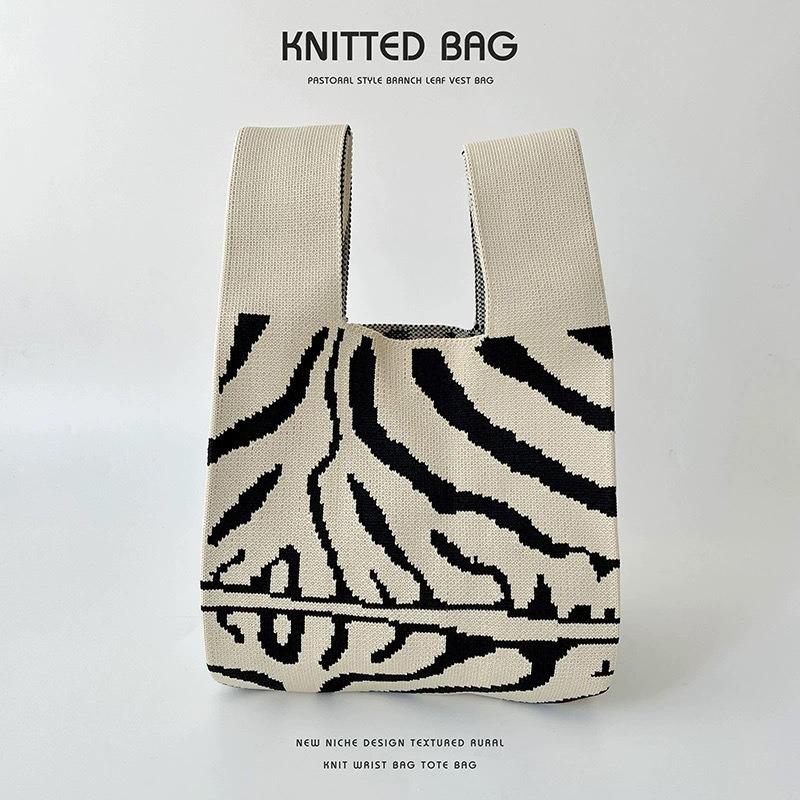 Square Rhombus Rhombus Stripe Geometric Knitted Gift Bag Handbag Handbag Handbag Tote Bag