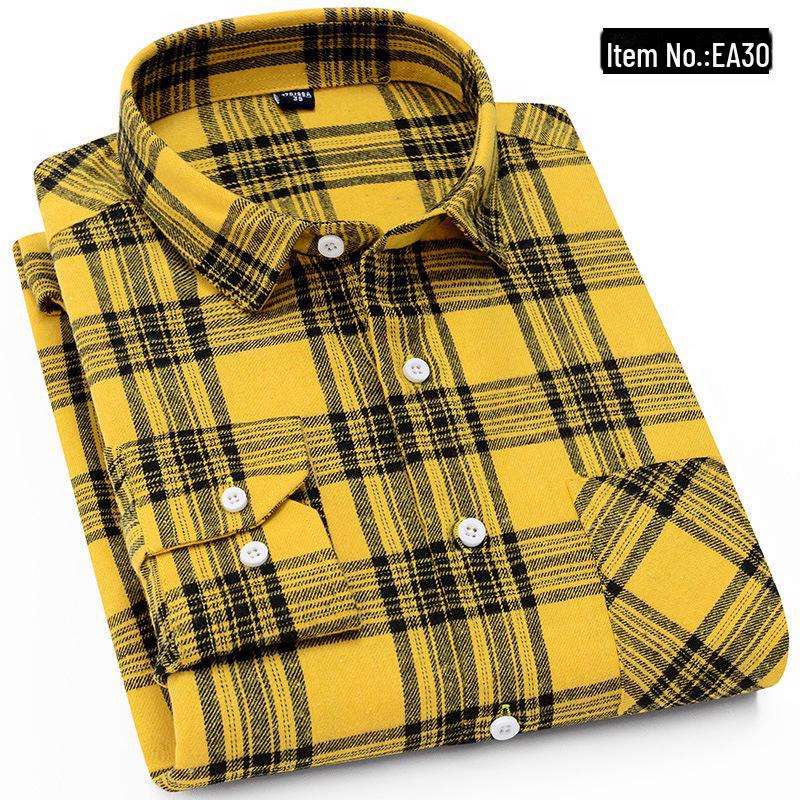 Men's Vintage Plaid Lapel Shirt Jacket - Long-Sleeve Casual Wear for Spring and Autumn