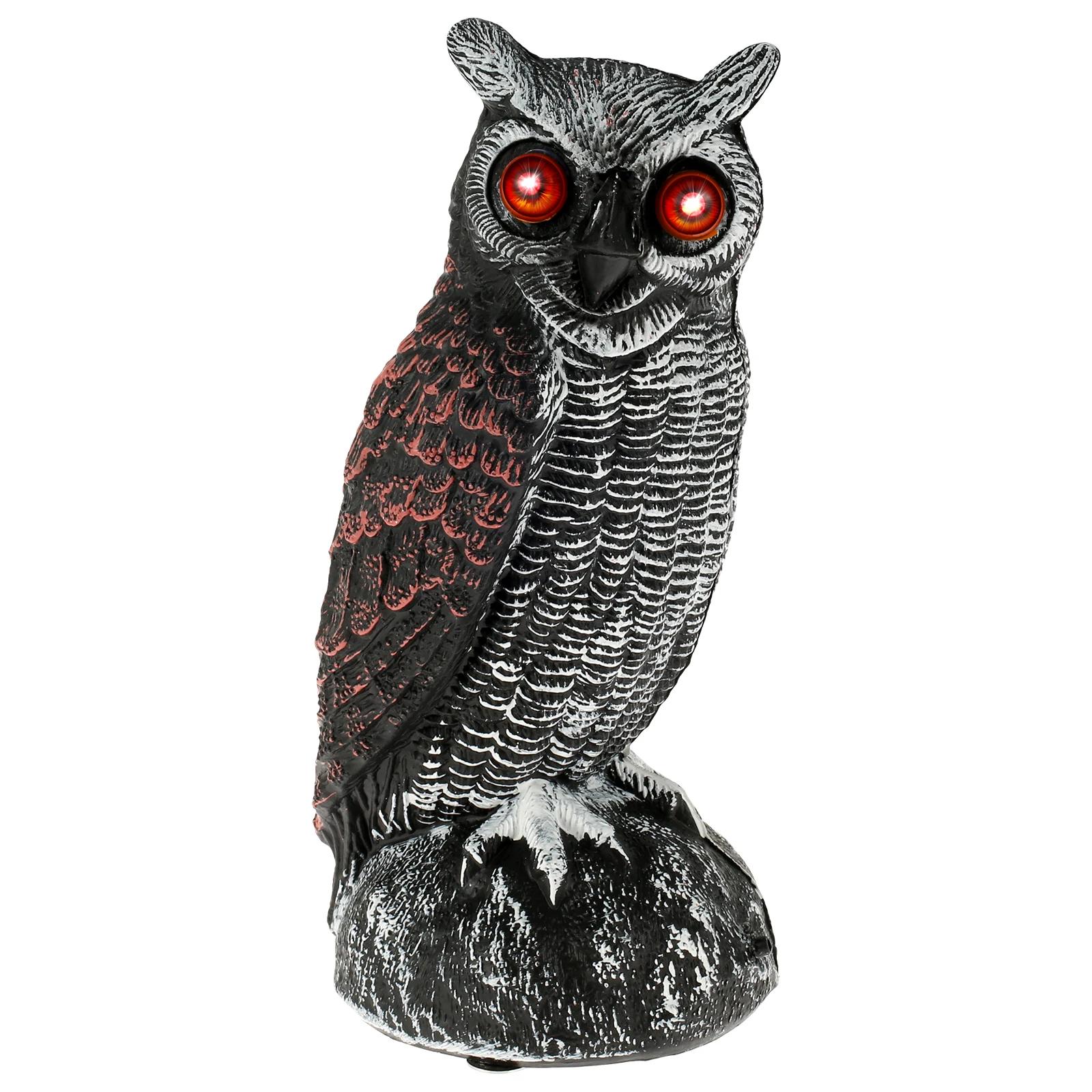 

2 Working Modes Solar Fake Owl Decoys Waterproof Owl Bird Deterrent Easy to Install Solar Owl Scarecrow Bird Deterrent Device 4.5x4.5x9.4 inch