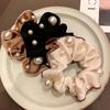 3Pcs Fashion Korean Style Version Pearl Headband Simple and Fashionable Fabric Colon Headband Sweet Ponytail Maruko Hair Rope