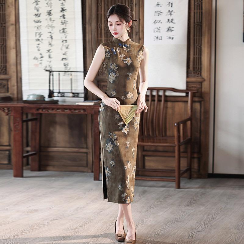 Sleeveless national style, new Chinese Suzhou long cheongsam, improved young 1011 new women's high-end sense, daily wear