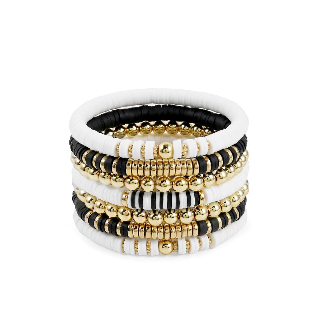 Badu Stackable Heishi Beaded Bracelets For Women Colorful Polymer Clay Beads Surfer Boho Bracelet Summer Beach Jewelry Set