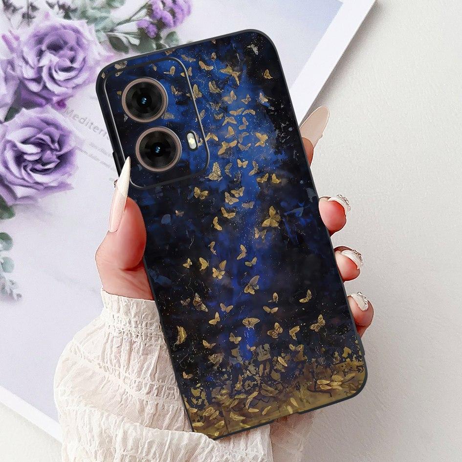 Case For Motorola Moto G35 Cover XT2433-5 Popular Flower Painted Soft Silicone Shockproof Coque For Moto G55 G75 G85 5G TPU Capa