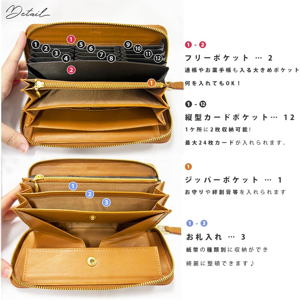 RINRE Women's Long Wallet, Large Capacity, Designer Brand, Vertical Card Slots, Zipper Closure, Coin Slot, Genuine Italian Leather (Nebbia Blue)