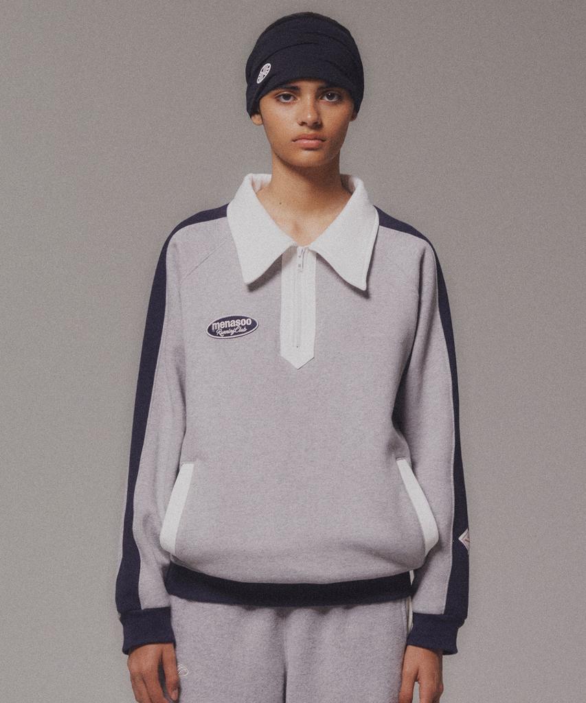 Minasu Color Combination Sweatshirt_Gray_Fleece-Lined Fabric