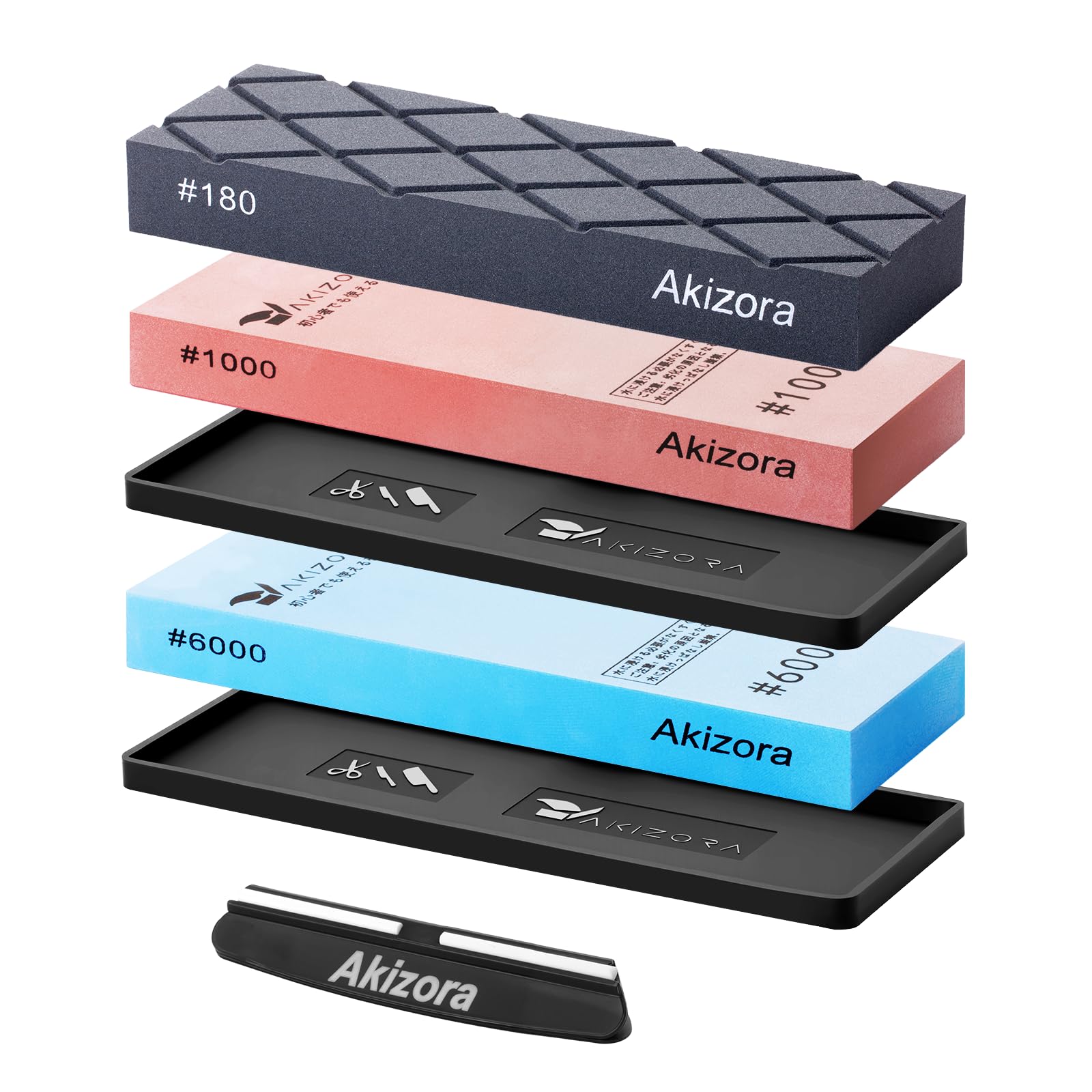 

Akizora Premium Knife Sharpening Newly 6000 Precise No Soaking Large Includes Surface Fixed Angle and Strong Ideal for Home Knife Finishing Stone, сірий колір