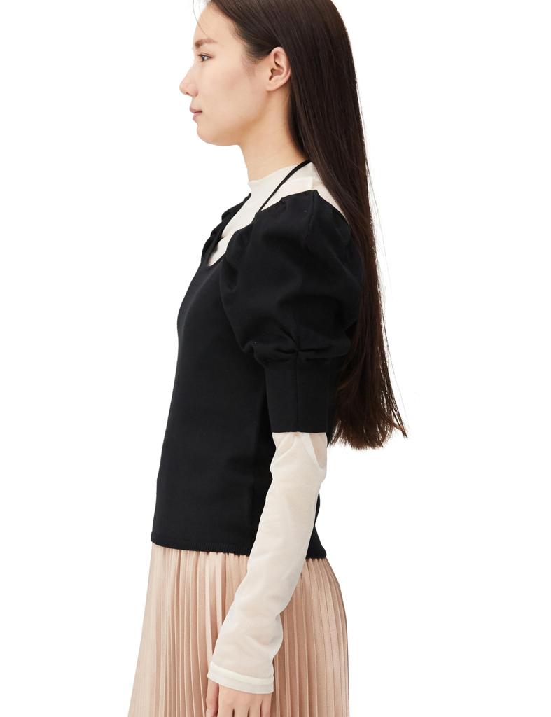 Jill by Jill Stuart Layered Knit Sweater Black Women's Two-Piece Set,