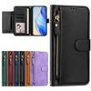 For Motorola Moto G15 4G Case Zipper Pocket Multiple Card Slots Leather Phone Cover