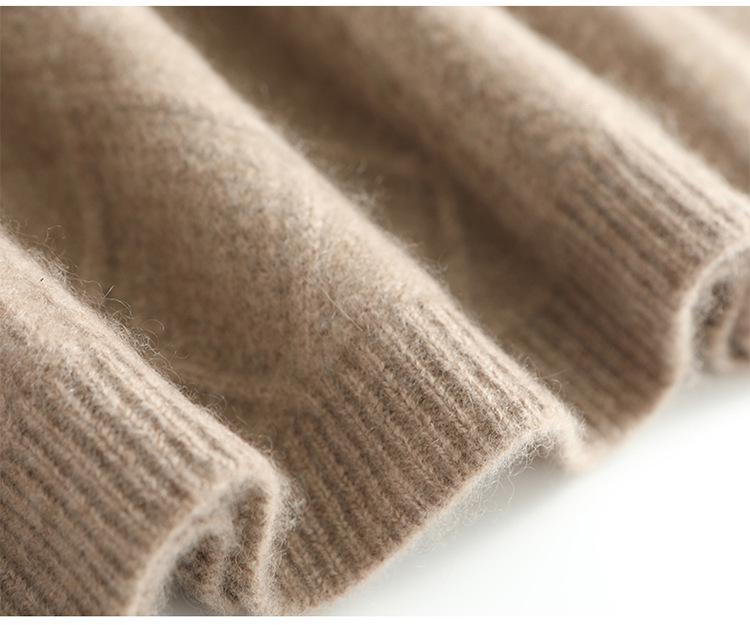 Women's Mid-Length Wool Cashmere Sweater Dress - Bat Sleeve, High Neck, Loose Fit, Autumn/Winter Style