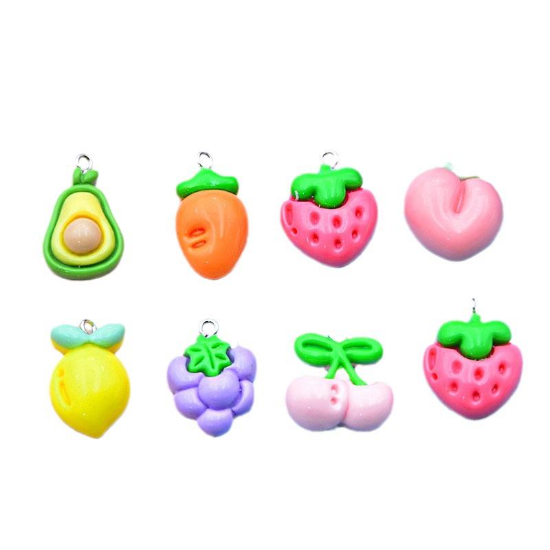 Colorful Resin Fruit Earrings: Cherry, Strawberry & Avocado Pendants for DIY Jewelry & Keychains