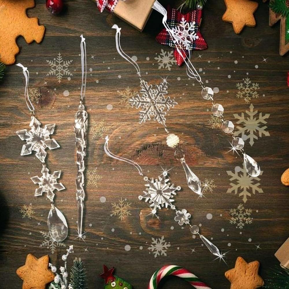 18pcs Clear Acrylic Christmas Tree Decor Teardrop Shape Shock-Resistant Christmas Hanging Suspended Decorations Sparkling