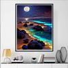 Starry Sky Sea Full Diamond Painting Painting Set, 5D Rhinestone Diamond Embroidery Craft, DIY Gemstone Crafts Decorative Wall Mural Ornaments