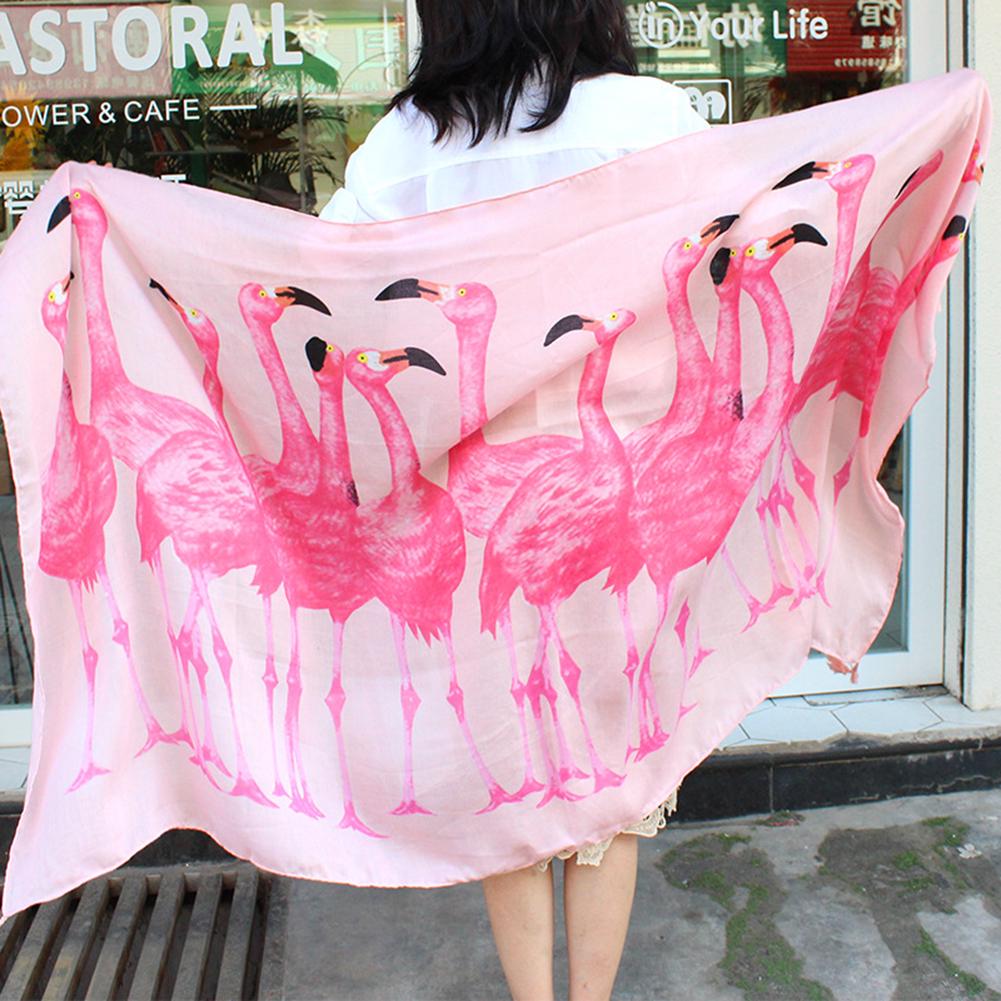 Female Stylish Flamingo Beach Sun-screen Scarf Gauze Kerchief Tippet Festival Gift