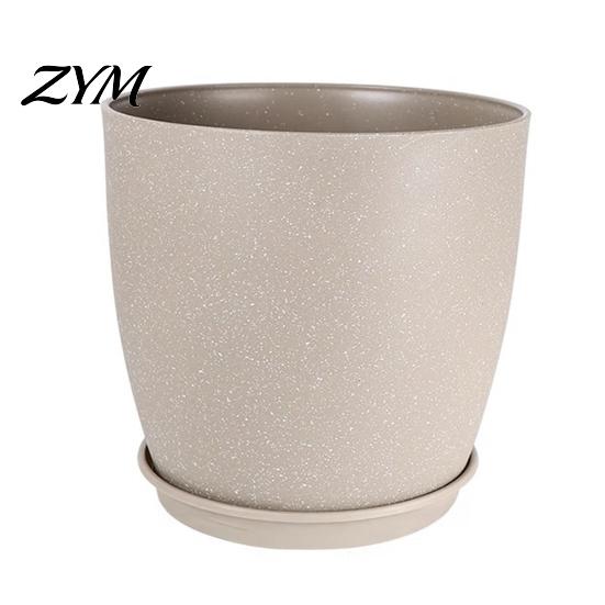 Indoor Planters for Plants Modern Plant Pot with Saucer, Gray Flower Decorative Pots Spaces Drainage Holes, Stone-Look Planter Outdoor Durable