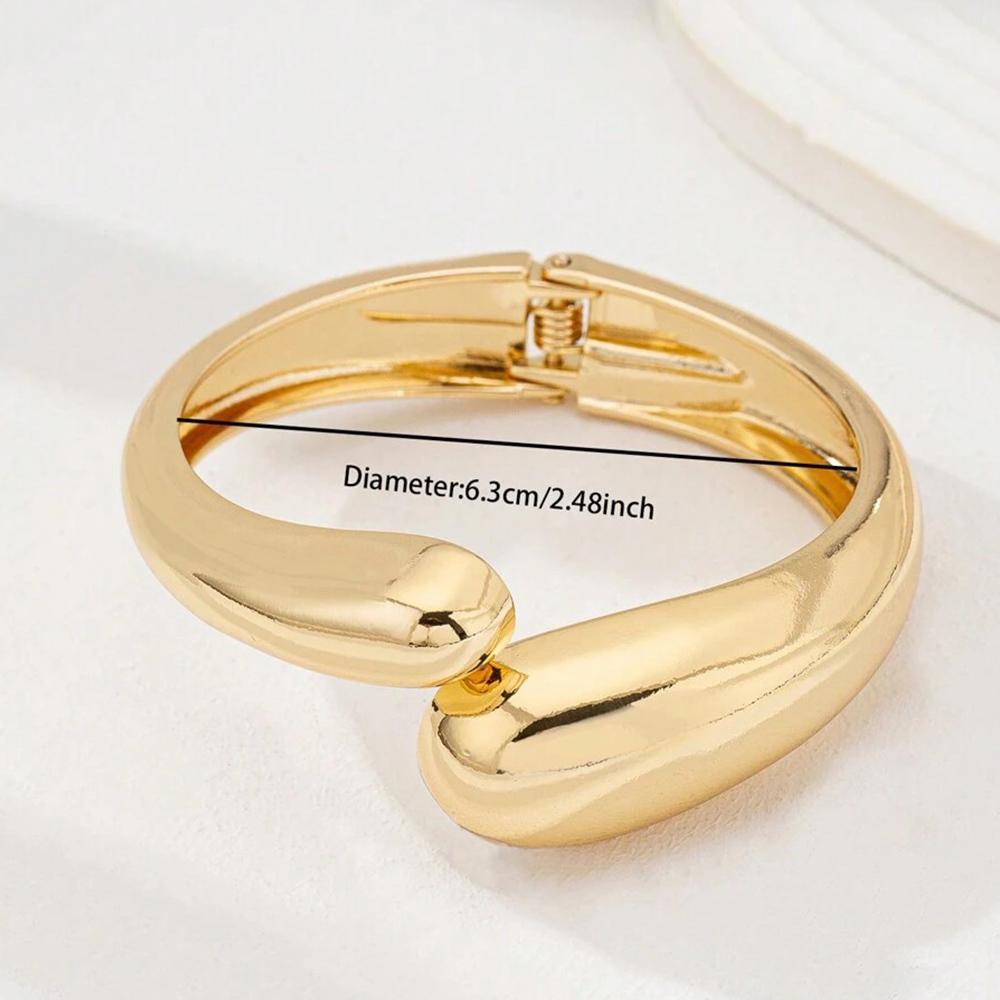 

Chunky Gold Color Irregular Open Cuff Bracelet Bold Minimalist Style Bracelet For Women Office & Casual Gatherings Jewelry