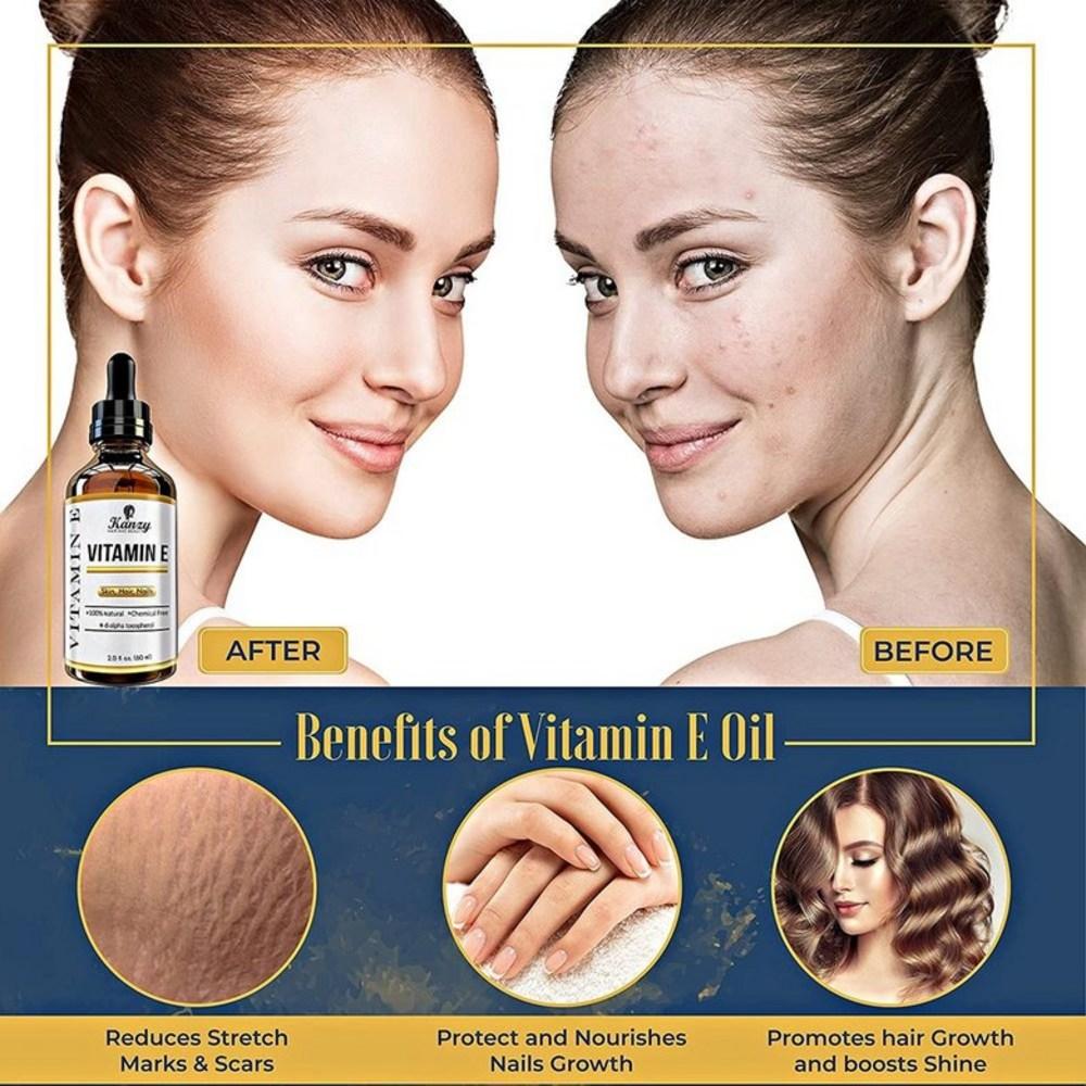 Kanzy 100% Naturalne Serum Olejowe z Witaminą E 60ml D-Alfa Tokoferol Przeciwzmarszczkowe