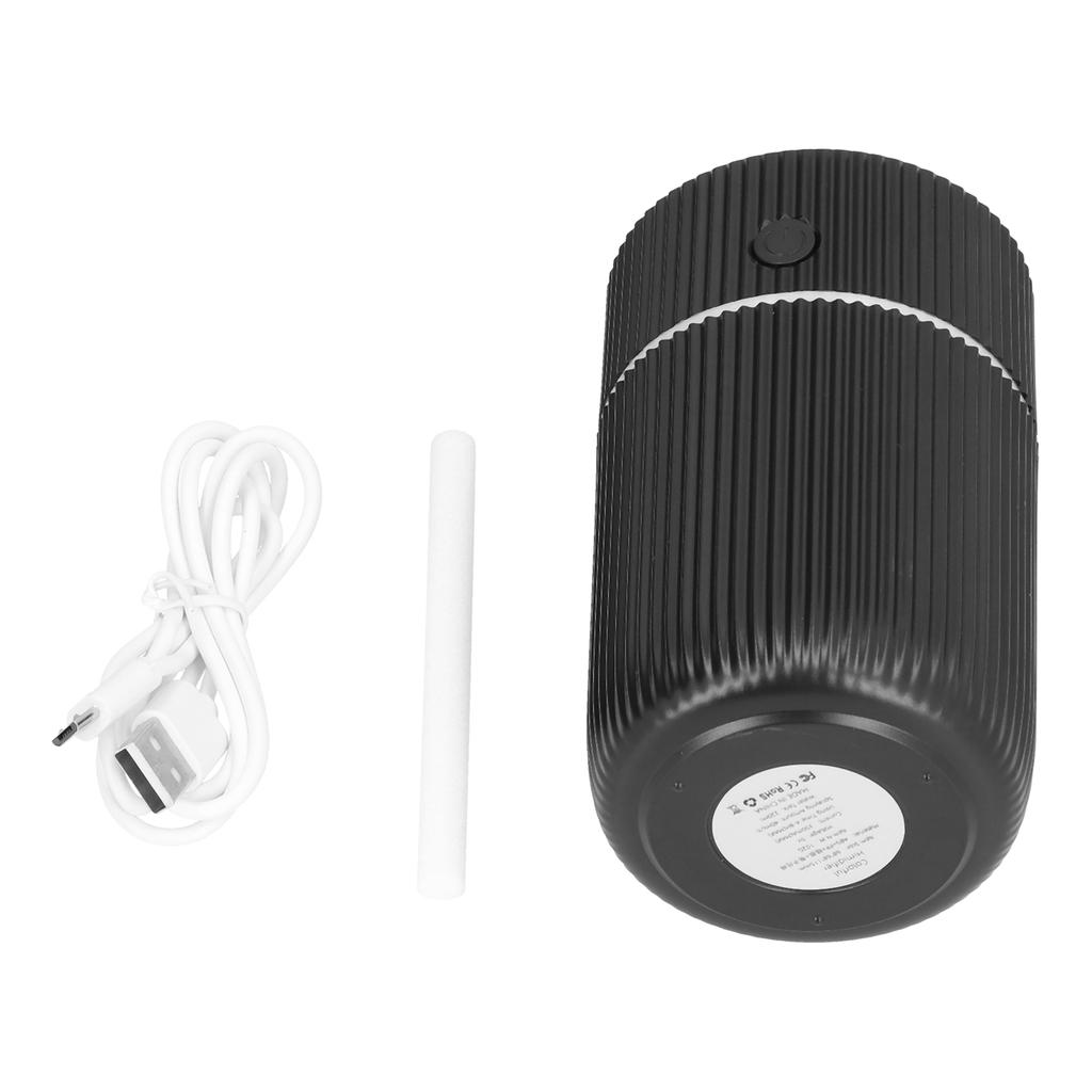 Mini zvlhčovač vzduchu s barevným světlem Stolní zvlhčovač vzduchu Napájený přes USB do auta, kanceláře, pokoje, ložniceČerný