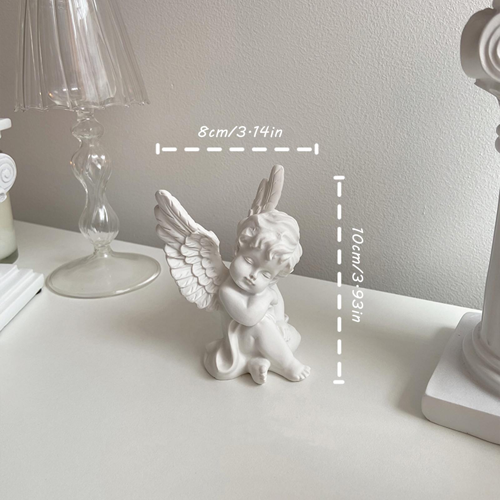 Resin Angel Figurines Cute Cherubs Statue Wings Sleeping Thinking Angle Architectural Statue Home Room Desktop Decoration B
