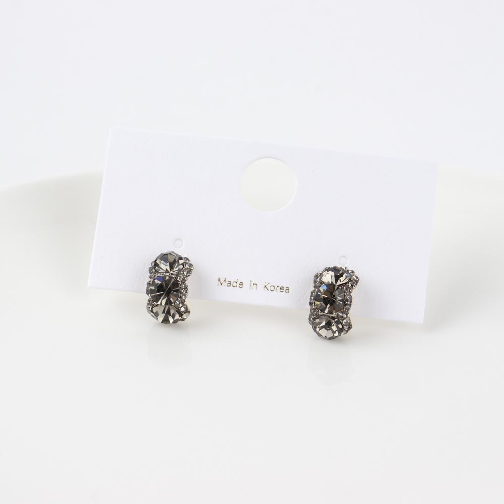 Women's Black Cubic Open Ring Bold Matte Antique Earrings