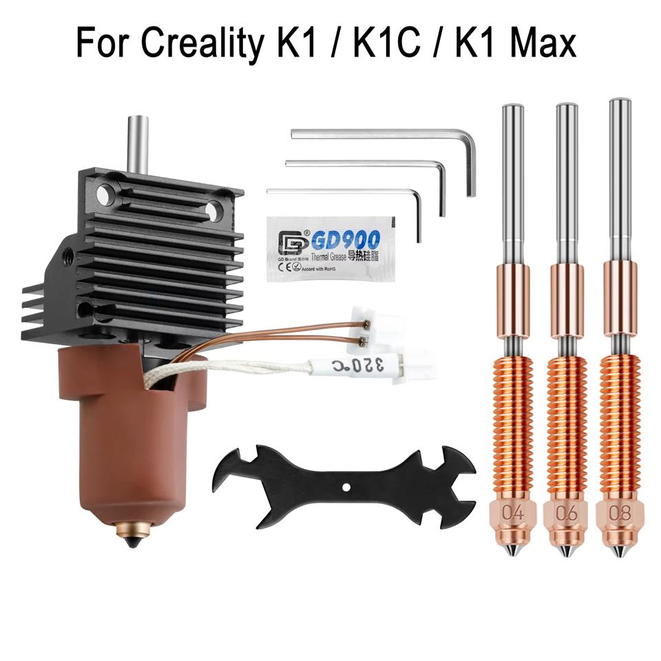 Creality K1C karštojo galo keraminio kaitinimo bloko rinkinys, greitai keičiamų purkštukų rinkinys, šilumos pertraukiklis, rezistorius, karštasis galas K1 Max 3D spausdintuvo dalims