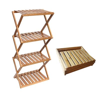 Alice In the Land of Miscellaneous Goods Paulownia Outdoor Rack Storage Shelf Made of Bamboo 4 Tiers with Handle Storage Bag Included Foldable (4