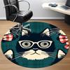 1PC Glasses Whiskers Office Round Area Rug, Indoor Mat Suitable ForOffice, Under Office Chairs Bedroom Living Room Home Decor, Room Deco f045